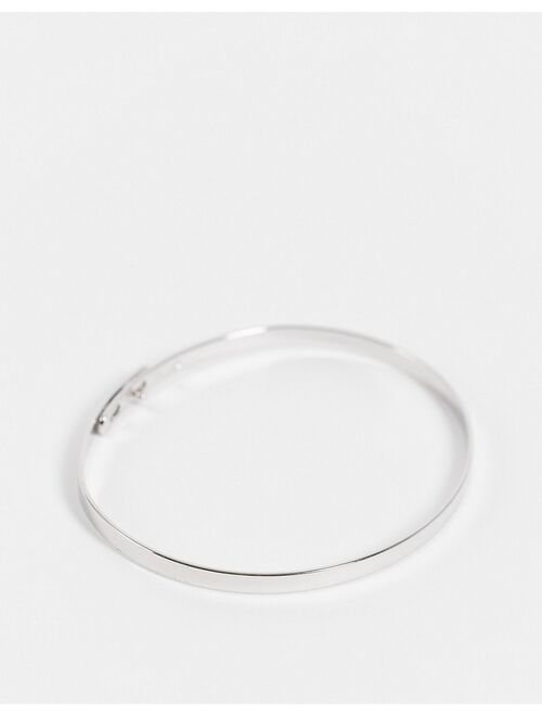 Asos Design Curve bangle bracelet in minimal design in silver tone