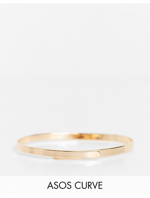 Asos Design Curve bangle bracelet in minimal design in gold tone