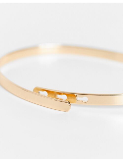 Asos Design Curve bangle bracelet in minimal design in gold tone