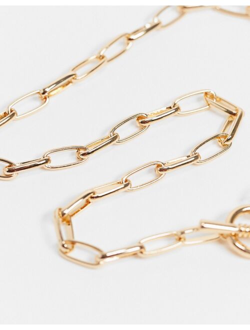 Reclaimed Vintage Inspired gold chain necklace with T-bar