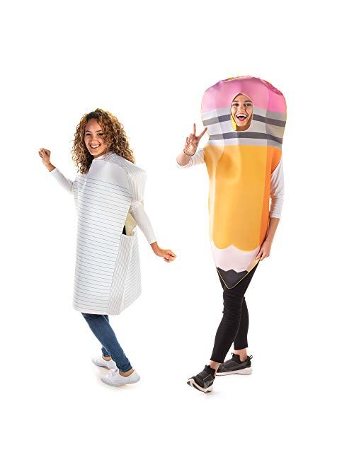 Hauntlook No. 2 Pencil & Paper Halloween Couples' Costumes - Funny Adult One-Size Outfits