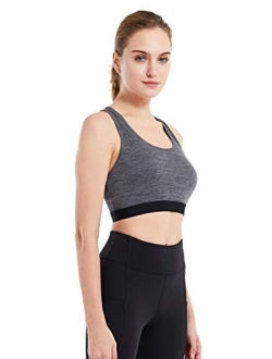 Women's Merino Wool Sports Bra Medium Support Crop Top Bralette for Yoga Gym