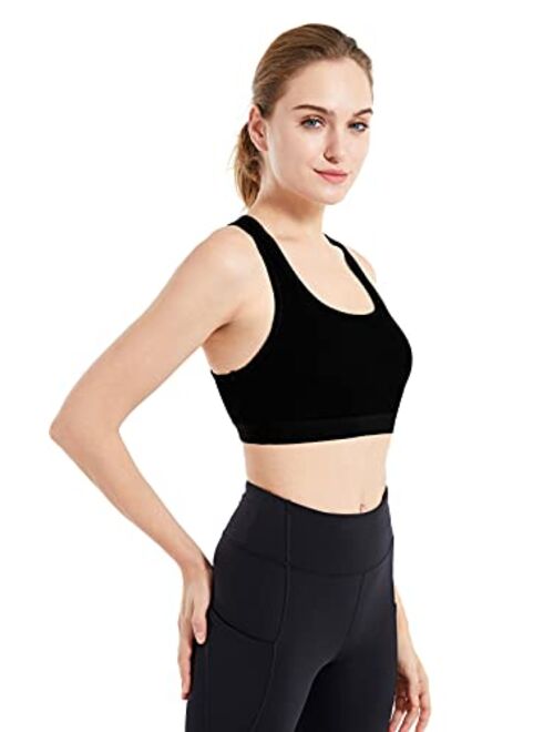 Women's Merino Wool Sports Bra Medium Support Crop Top Bralette for Yoga Gym