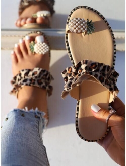 Pineapple & Ruffle Decor Thong Sandals