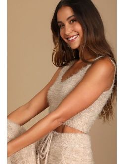 Road to Cozy Taupe Fuzzy Cropped Tank Top