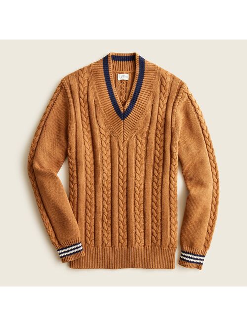 J.Crew Cotton cable-knit V-neck sweater