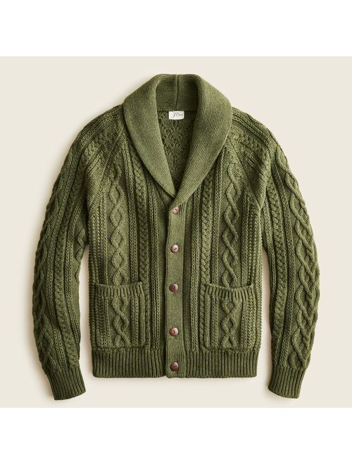 J.Crew Cotton cable-knit shawl cardigan sweater