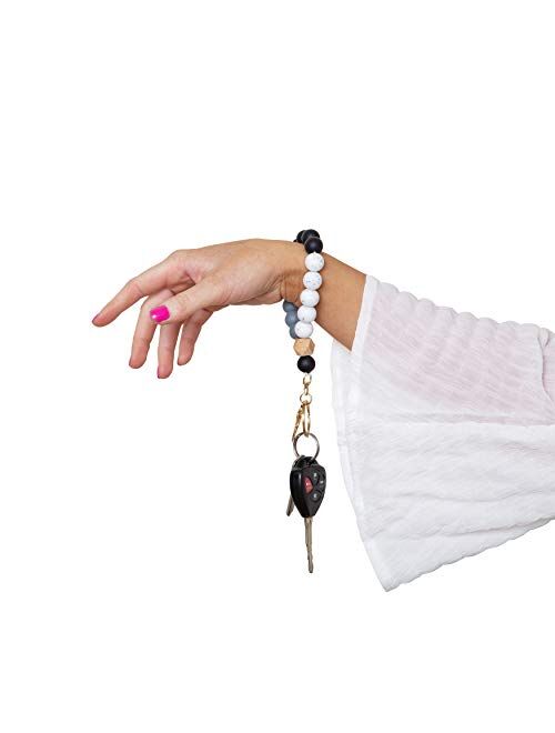 Dizzy Creek Designs Silicone Key Ring Bracelet for Women - Unique Stylish Beaded Bangle Wristlet Keychain