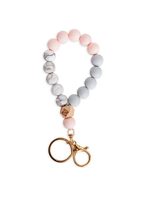 Dizzy Creek Designs Silicone Key Ring Bracelet for Women - Unique Stylish Beaded Bangle Wristlet Keychain