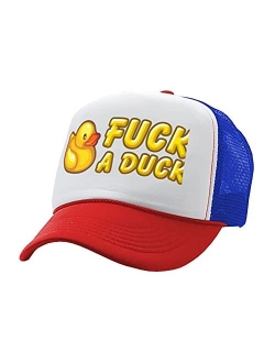 The Goozler - Fuck A Duck - Funny Dare Gift Gag Rubber Ducky - Vintage Retro Style Trucker Cap Hat