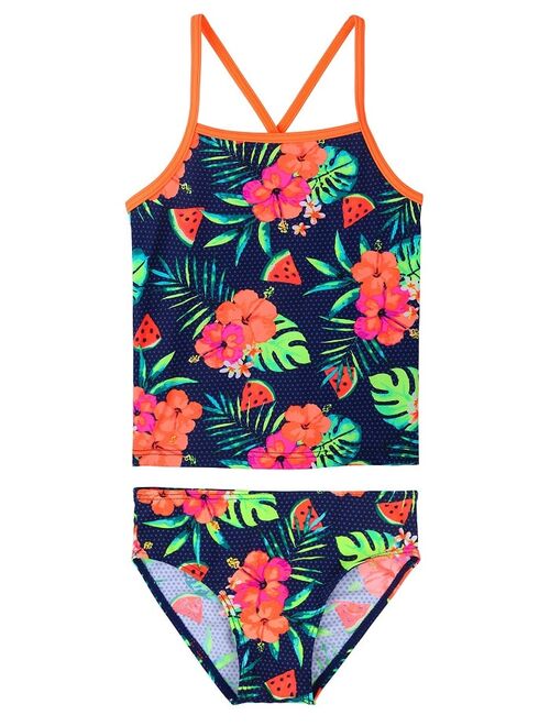 BAOHULU Girls Two Pieces Swimsuit Flower Blossoms Print Bikini Set Swimwear Kids Strap Breathable Rashguard Toddler Bathing Suit