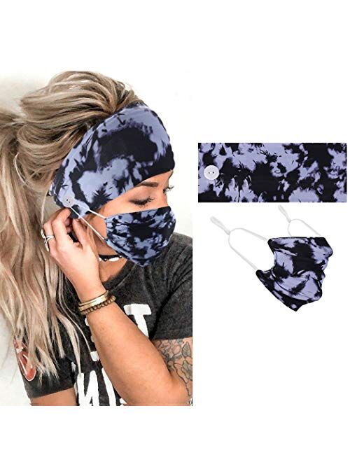 Gortin Boho Headbands Yoga Hair Bands with Mouth Cover Stretch Wide Head Bands Elastic Turban Headband Cloth Head Wraps Fashion Head Band Set Hair Accessories for Women a