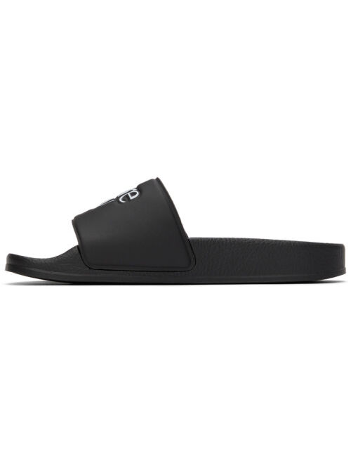 More Joy Black Logo Slider Sandals