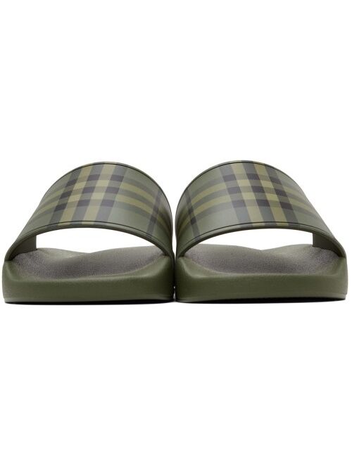 Burberry Green Check Furley Slides