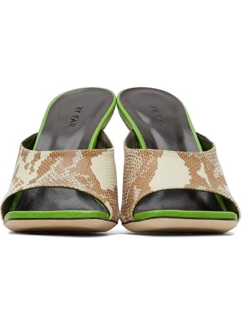 BY FAR Beige & Green Snake Zaya Heeled Sandals