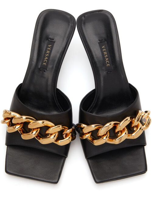 Versace Black Medusa Chain Mules