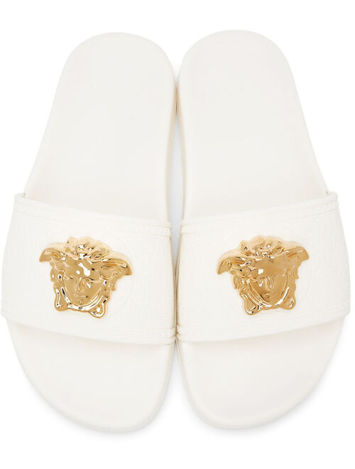 Versace White Palazzo Pool Sandals