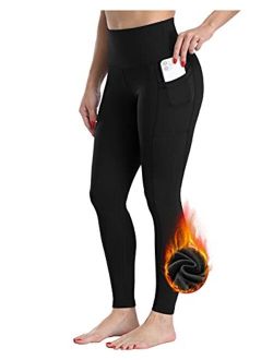 CHRLEISURE Fleece Lined Winter Leggings Women, High Waisted Thermal Warm Yoga Pants with Pockets