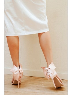 Ayanna Ivory Satin Bow Ankle Strap High Heel Sandals