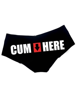 CUM HERE Funny Women Underwear Black Hipster Panties