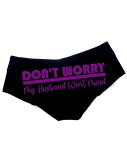 DON'T WORRY My Husband Won't Mind Funny Women Underwear Black Hipster Panties