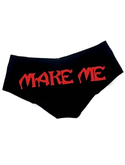 MAKE ME Funny Women Fetish Underwear Black Hipster Panties Slut