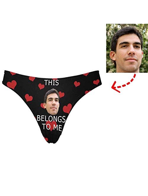 Custom Funny Face This Belongs to Me Women's Novelty Underwear Thongs Panty