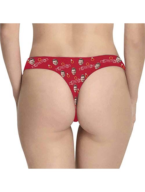 Custom Funny Face This Belongs to Me Women's Novelty Underwear Thongs Panty