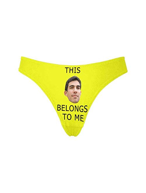 Custom Funny Face This Belongs to Me Women's Novelty Underwear Thongs Panty