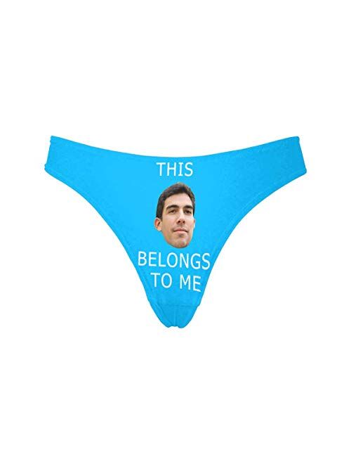 Custom Funny Face This Belongs to Me Women's Novelty Underwear Thongs Panty