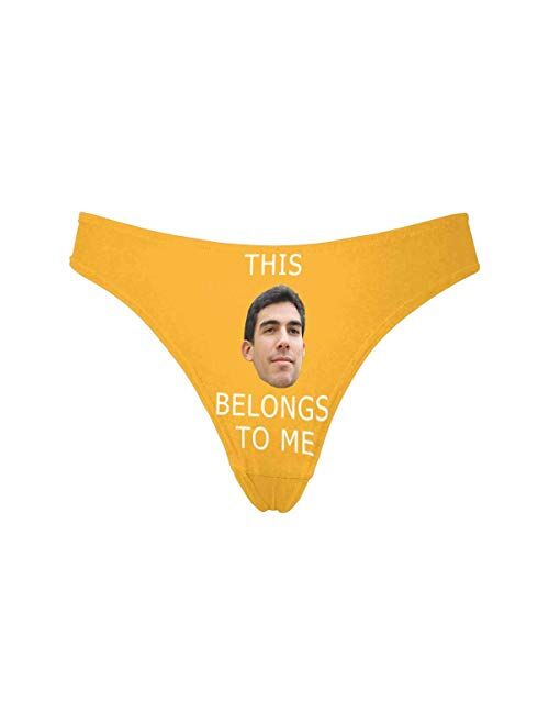 Custom Funny Face This Belongs to Me Women's Novelty Underwear Thongs Panty