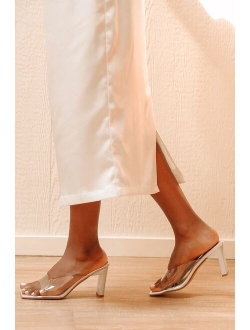 Aaryn Light Nude Patent Square Toe High Heel Sandals