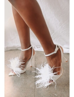 Harlee Pink Patent Feather High Heel Sandals