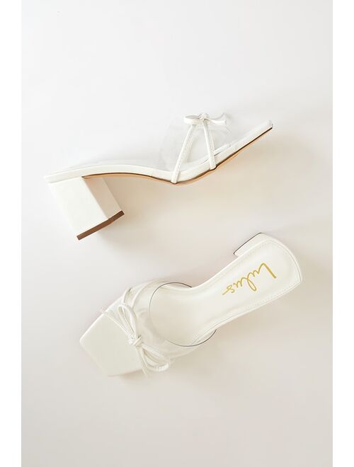 Lulus Yaez White Vinyl High Heel Sandals