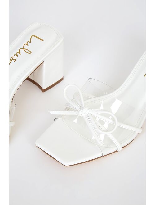 Lulus Yaez White Vinyl High Heel Sandals