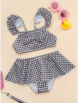 Toddler Girls Gingham Knot Front Bikini Swimsuit