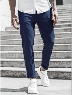 Men Blue Solid Tapered Pants