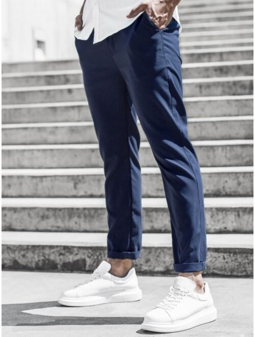 Men Blue Solid Tapered Pants