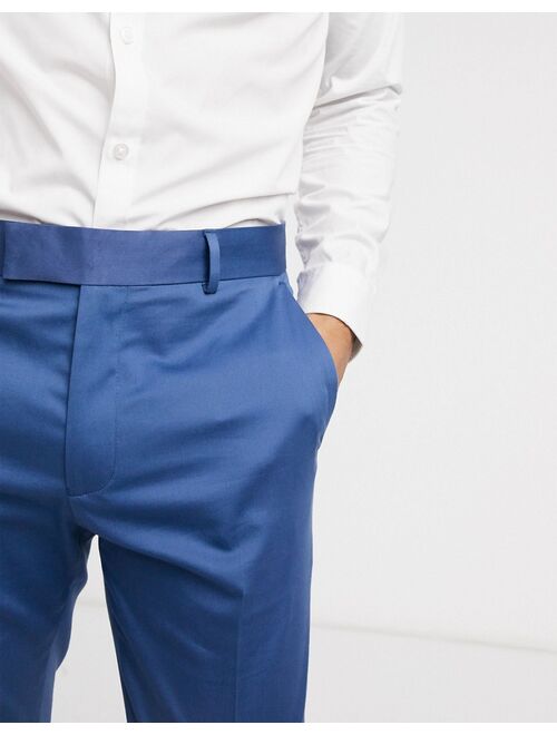 Asos Design wedding skinny suit pants in blue stretch cotton