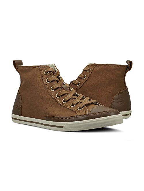 Burnetie Men's Light Brown Solid Plaid High Top Vintage Sneaker