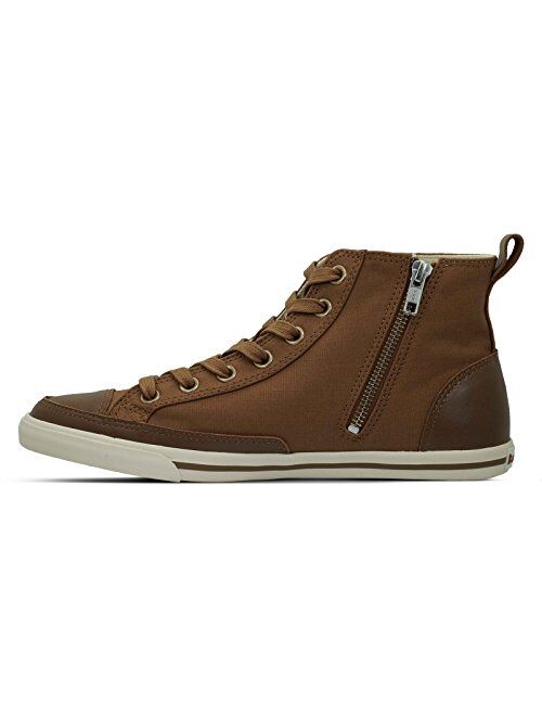 Burnetie Men's Light Brown Solid Plaid High Top Vintage Sneaker