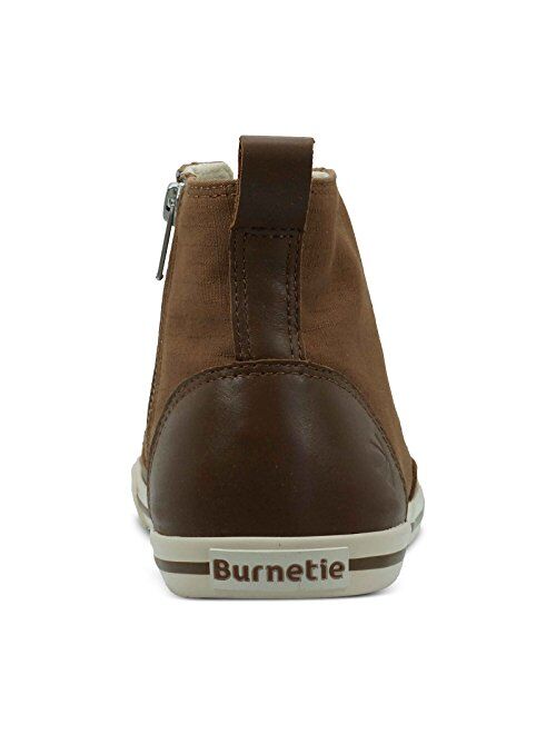 Burnetie Men's Light Brown Solid Plaid High Top Vintage Sneaker