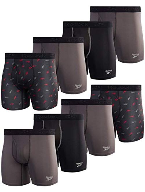 Reebok Men's Underwear - Performance Boxer Briefs with Fly Pouch (8 Pack)
