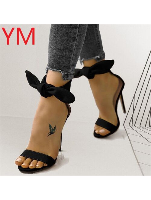 Fashion Ankle Strap Women Pumps Casual Sandals Summer Bow High Heel Shoes Ladies Office Work Sandalias Shoes Gladiator Yellow