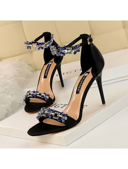 Bigtree Shoes Woman Heels Crystal Bridal Wedding Shoes Ladies Silk Elegant High Heel Shoes Stiletto Women Pumps Female Sandals