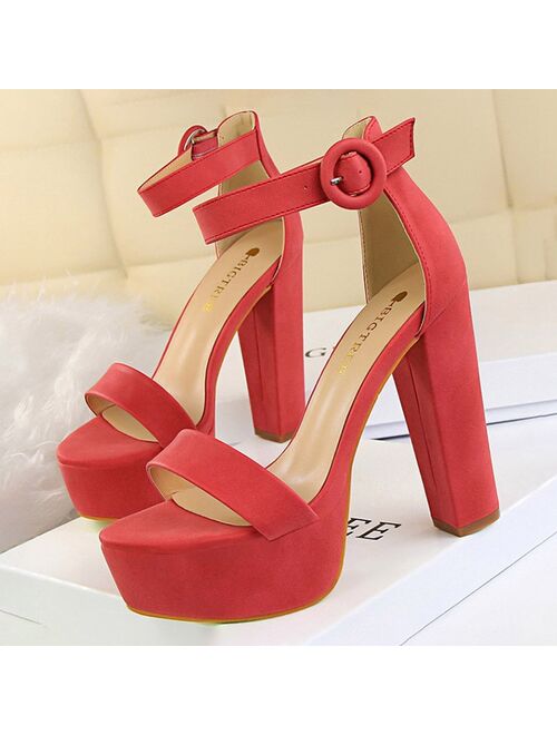 BIGTREE Shoes High Heels Platform Shoes Woman Pumps 2020 New Block Heel Sandals Women Shoes Sexy Party Shoes Female Plus Size 43