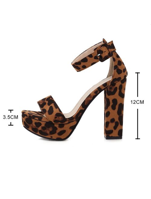 Women's Platform Super high heel sandals leopard heels Woman Party dress shoes summer Sandalia Feminina Femme Sandalias De Mujer