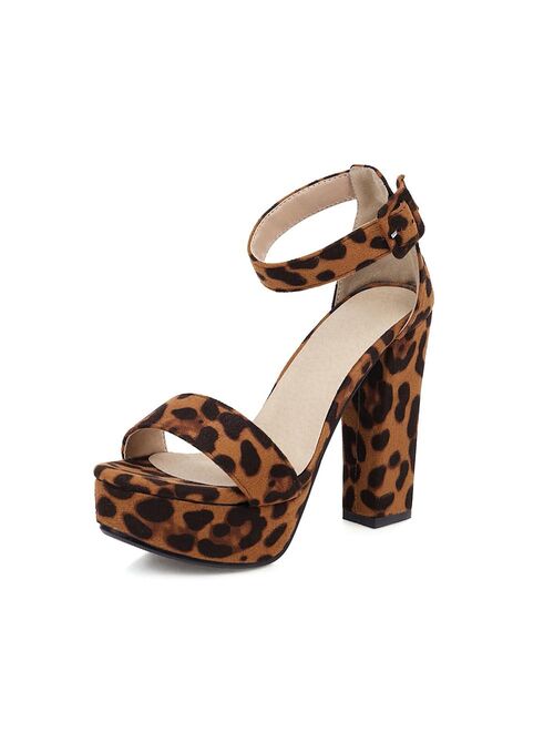 Women's Platform Super high heel sandals leopard heels Woman Party dress shoes summer Sandalia Feminina Femme Sandalias De Mujer