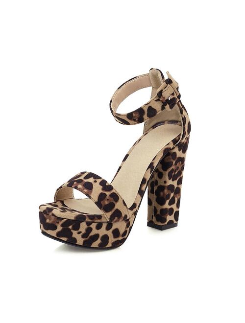 Women's Platform Super high heel sandals leopard heels Woman Party dress shoes summer Sandalia Feminina Femme Sandalias De Mujer