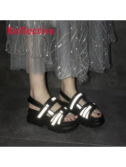 LazySeal Summer Women Sandals Buckle Design Black White Platform Sandals Comfortable Women Thick Sole Beach Shoes 393M